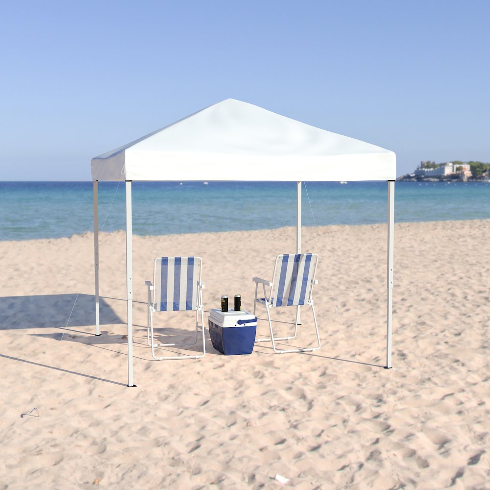 8'x8' White Outdoor Pop Up Event Slanted Leg Canopy Tent with Carry Bag. Picture 3