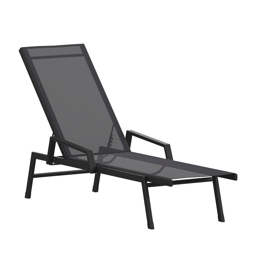 Modern Outdoor Chaise Lounge Chair with Arms. Picture 1