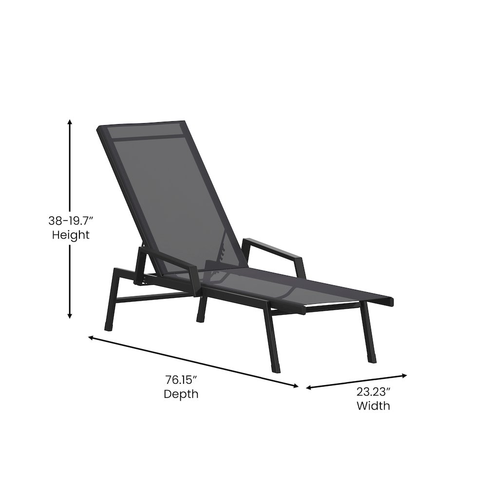 Modern Outdoor Chaise Lounge Chair with Arms. Picture 5