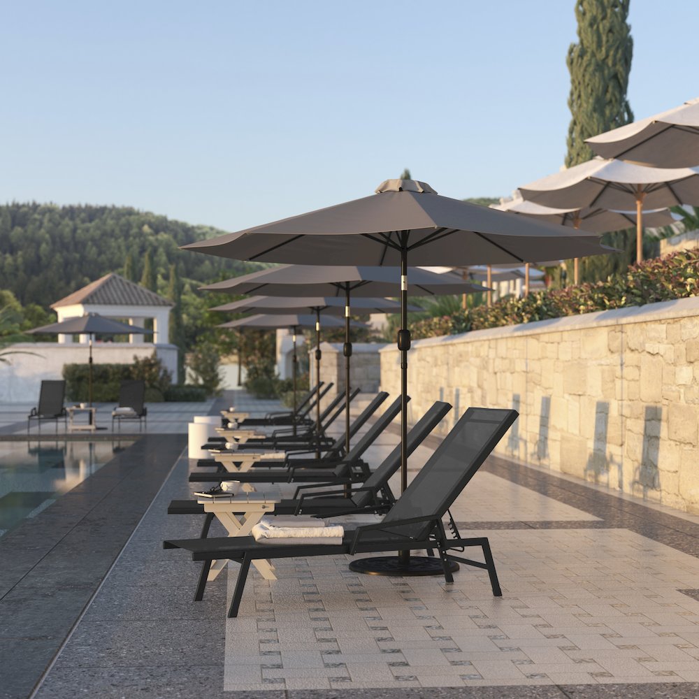Modern Outdoor Chaise Lounge Chair with Arms. Picture 6
