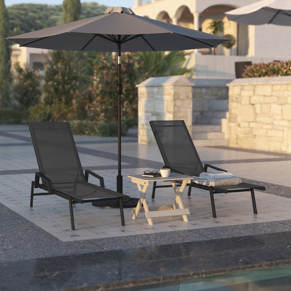 Modern Outdoor Chaise Lounge Chair with Arms. Picture 7