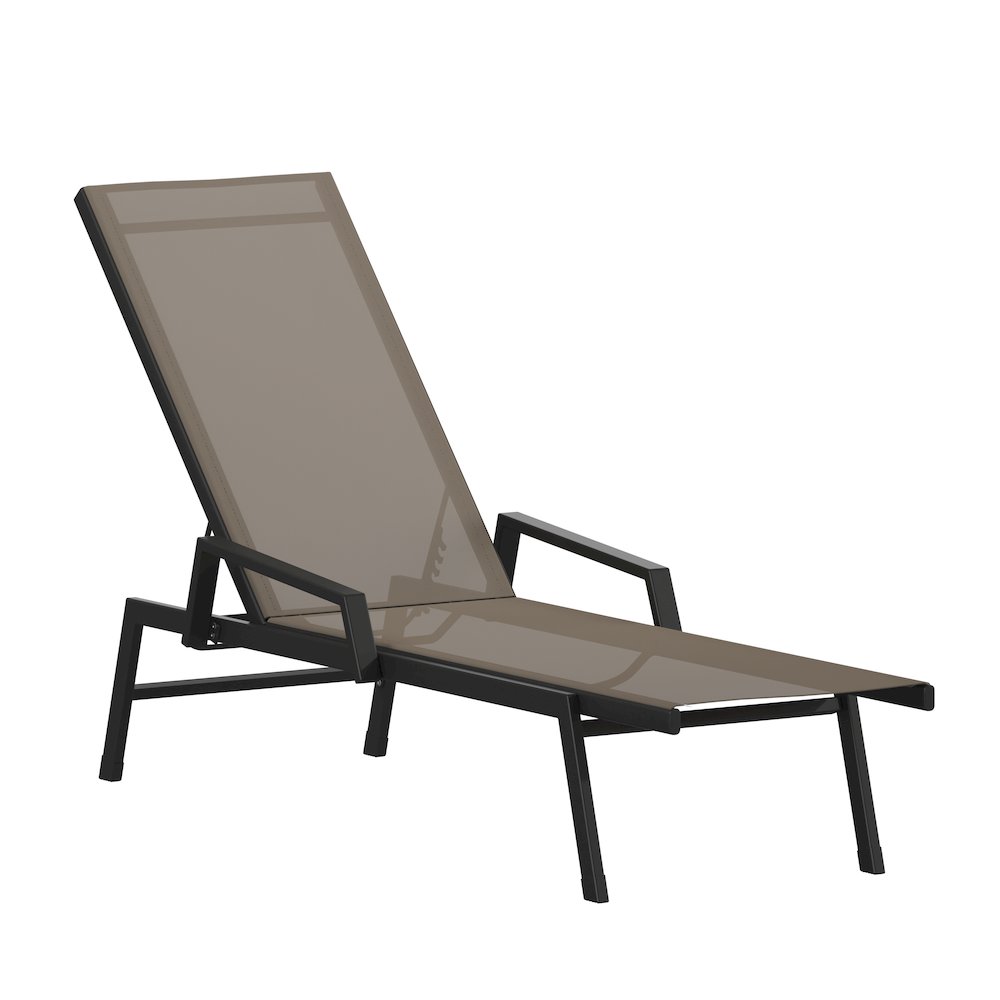 Modern Outdoor Chaise Lounge Chair with Arms. Picture 1