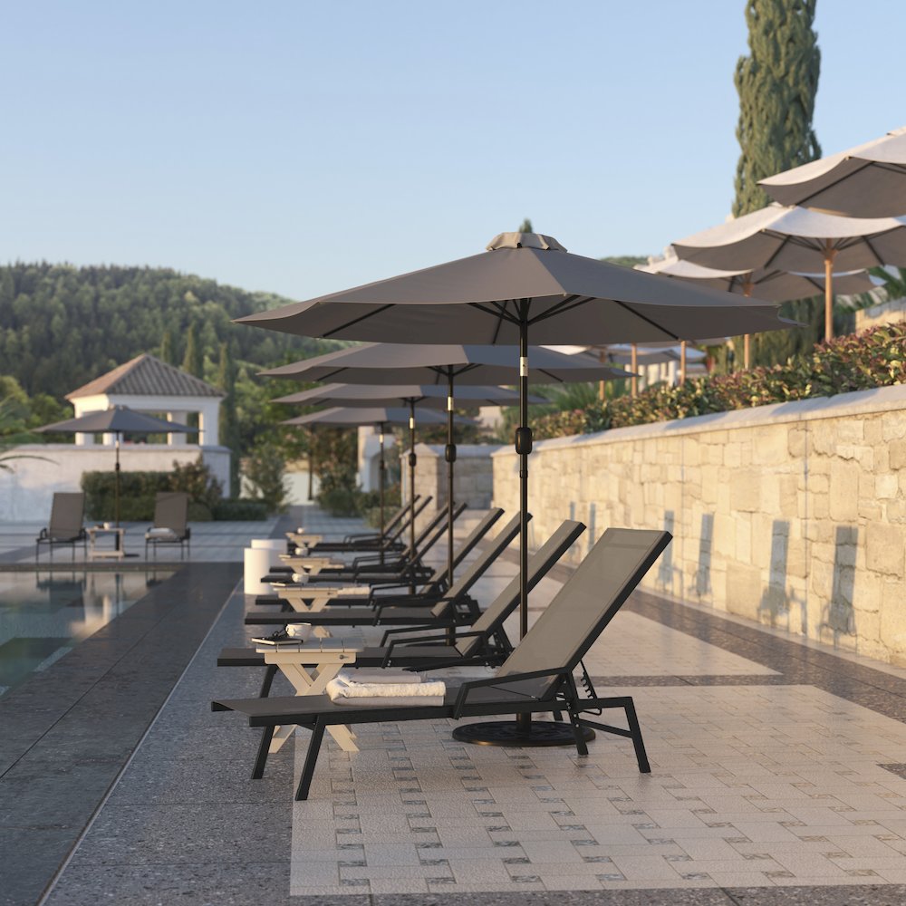 Modern Outdoor Chaise Lounge Chair with Arms. Picture 6