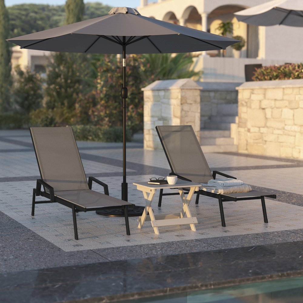 Modern Outdoor Chaise Lounge Chair with Arms. Picture 7