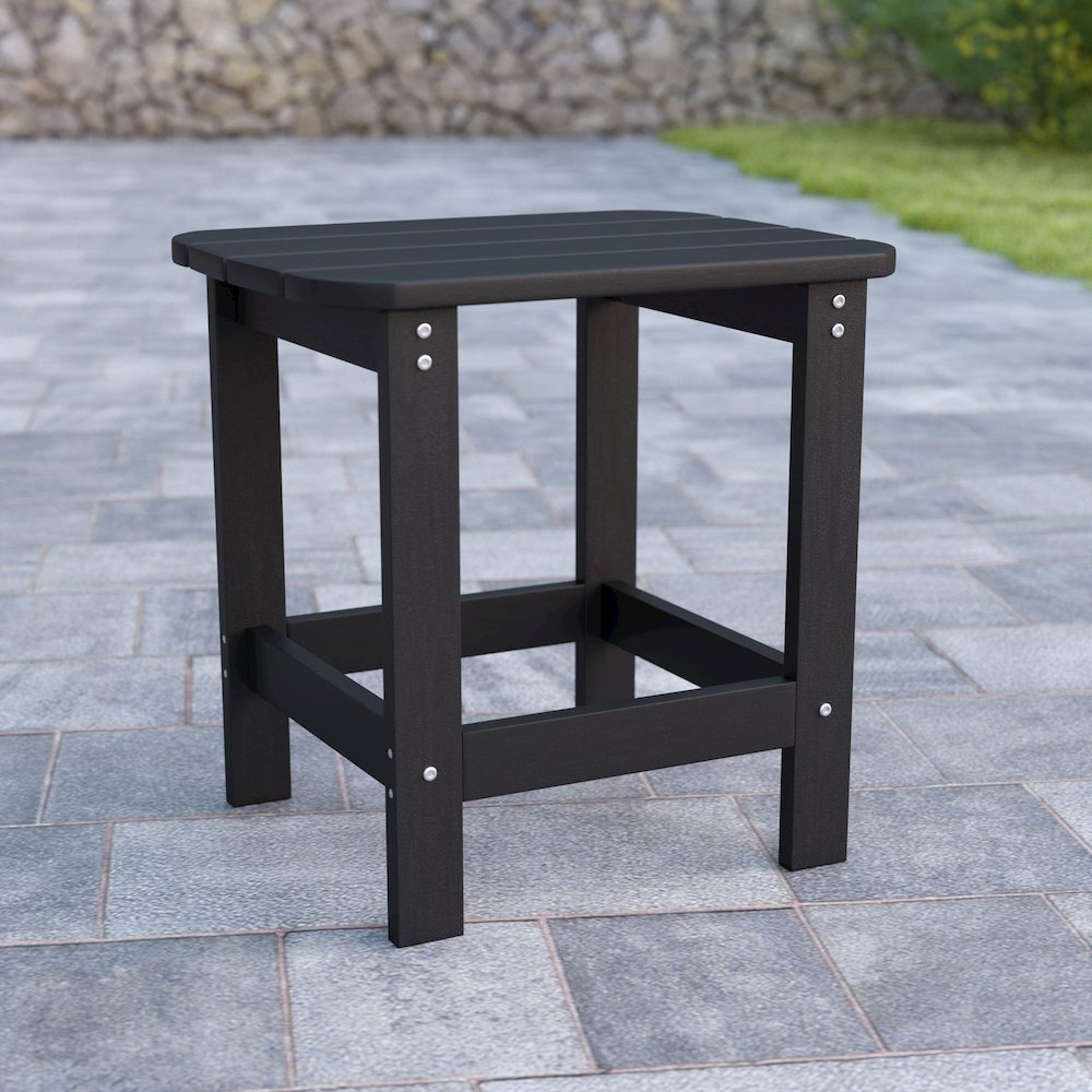 All-Weather Poly Resin Wood Adirondack Side Table in Black. Picture 2