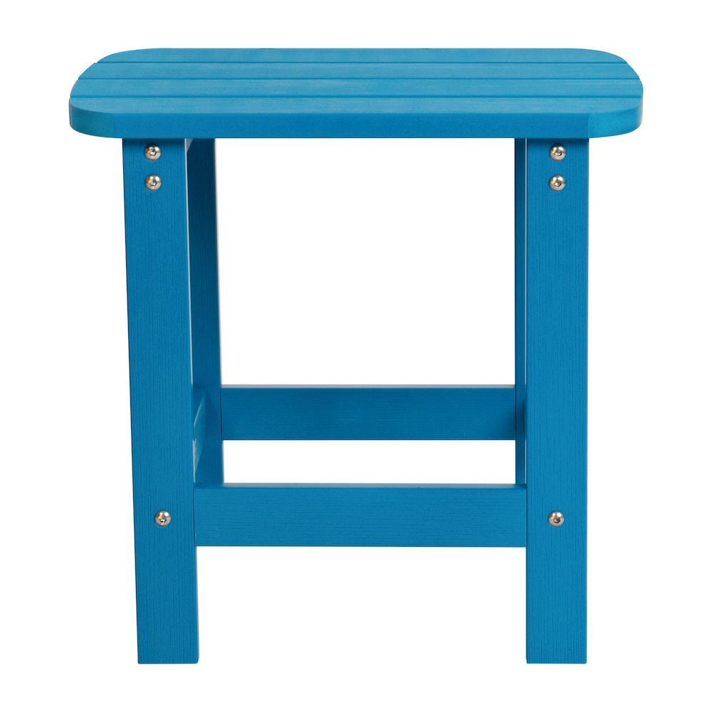 All-Weather Poly Resin Wood Adirondack Side Table in Blue. Picture 7