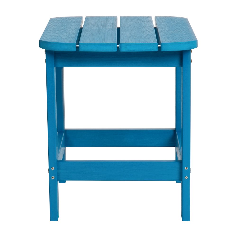 All-Weather Poly Resin Wood Adirondack Side Table in Blue. Picture 6