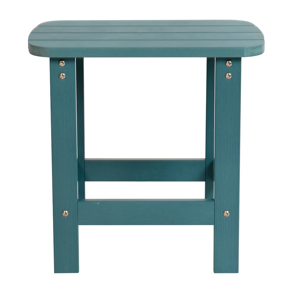 All-Weather Poly Resin Wood Adirondack Side Table in Sea Foam. Picture 7