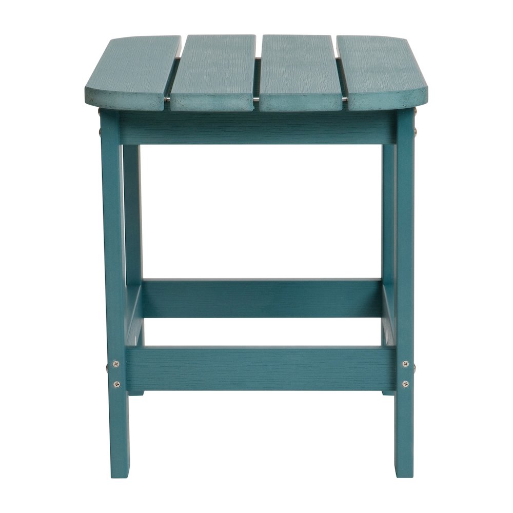 All-Weather Poly Resin Wood Adirondack Side Table in Sea Foam. Picture 6