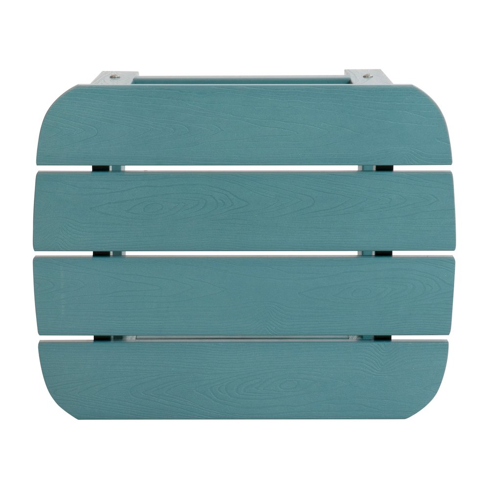 All-Weather Poly Resin Wood Adirondack Side Table in Sea Foam. Picture 8