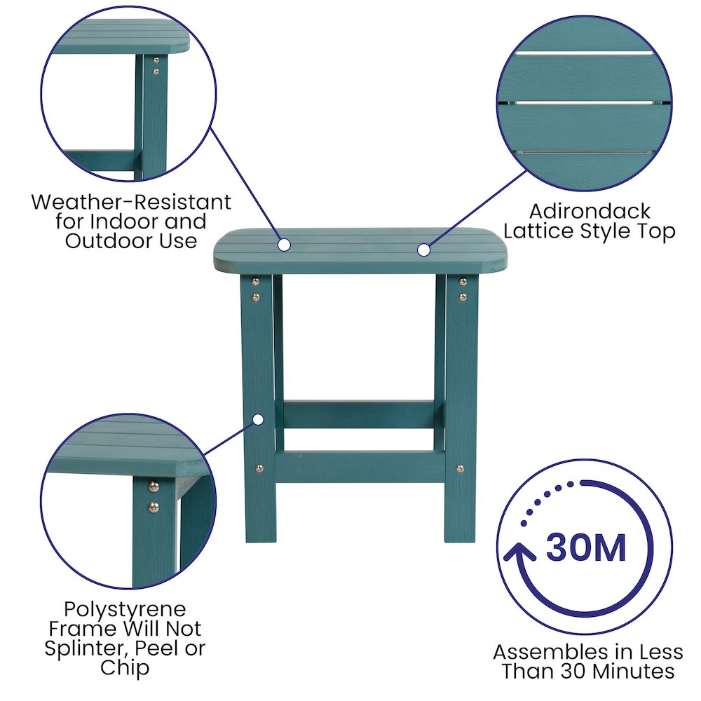All-Weather Poly Resin Wood Adirondack Side Table in Sea Foam. Picture 4