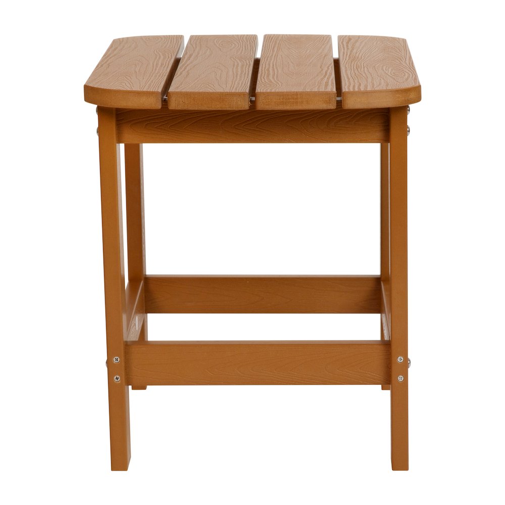 All-Weather Poly Resin Wood Adirondack Side Table in Teak. Picture 6