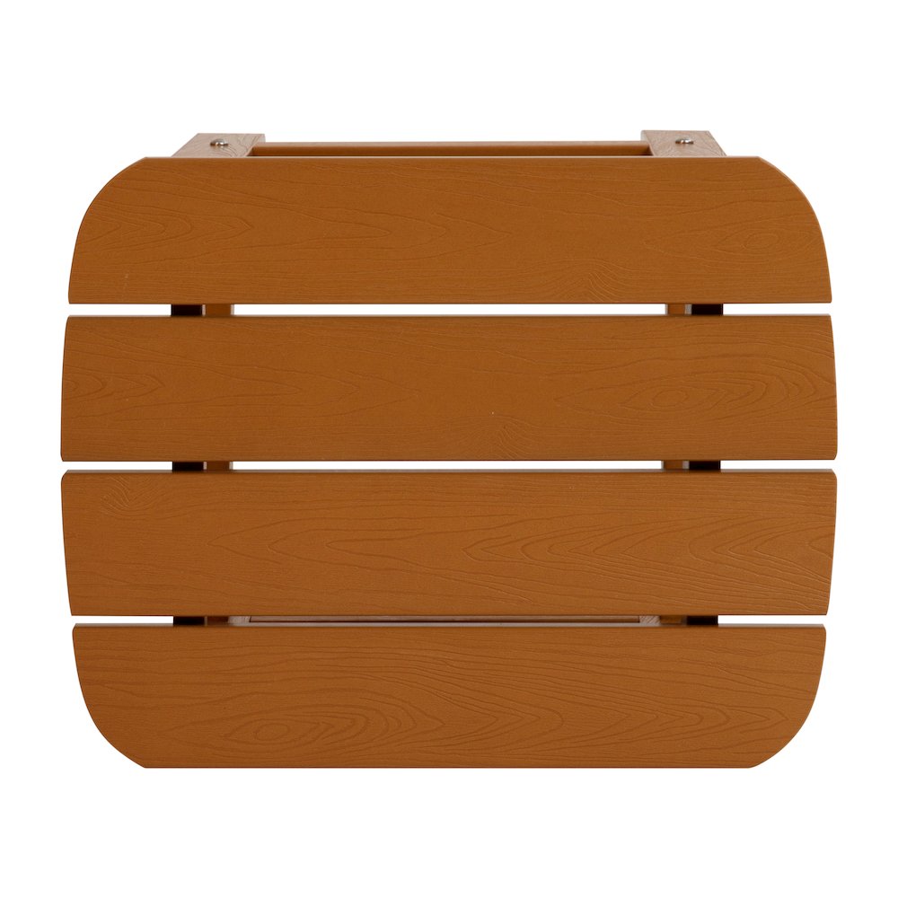 All-Weather Poly Resin Wood Adirondack Side Table in Teak. Picture 8