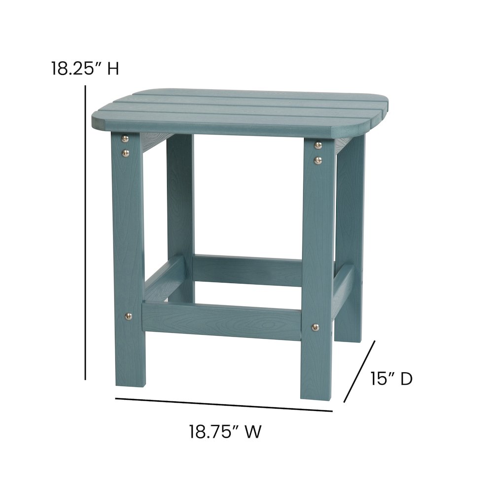 All-Weather Poly Resin Wood Adirondack Side Table in Teal. Picture 5