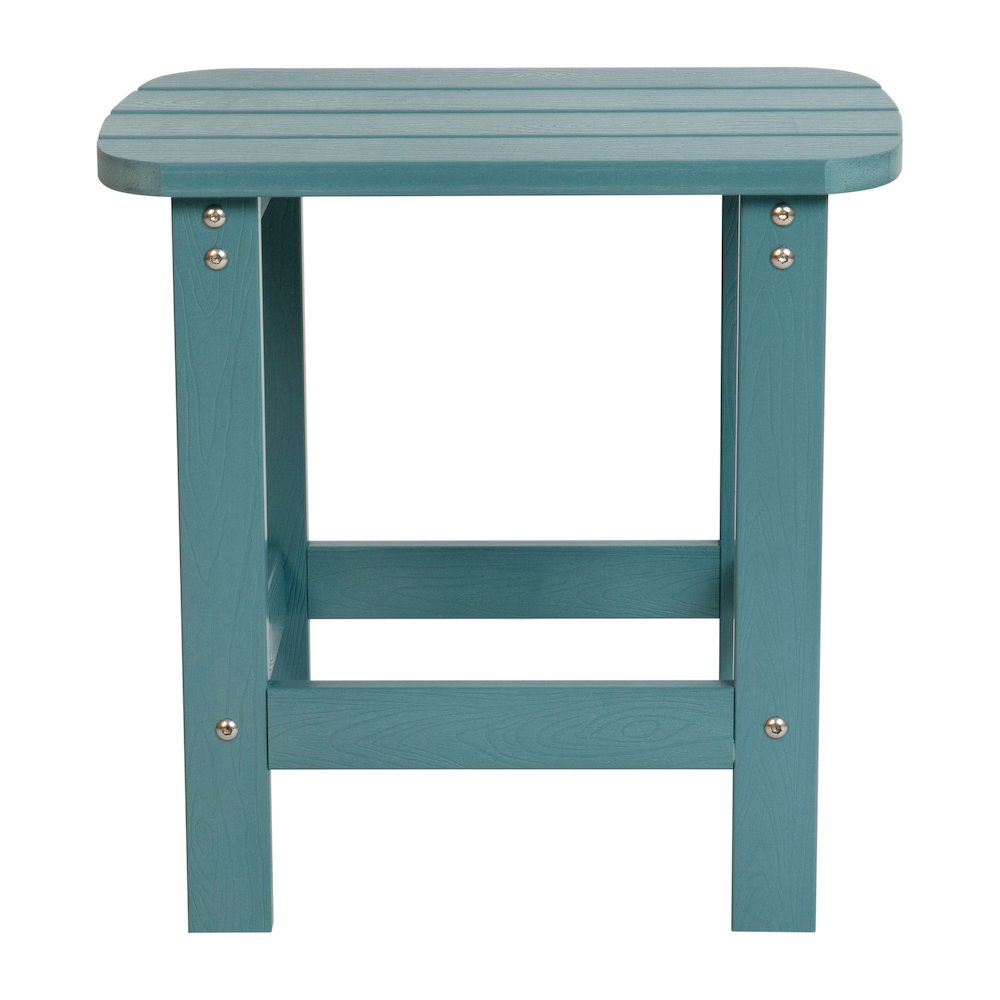 All-Weather Poly Resin Wood Adirondack Side Table in Teal. Picture 7