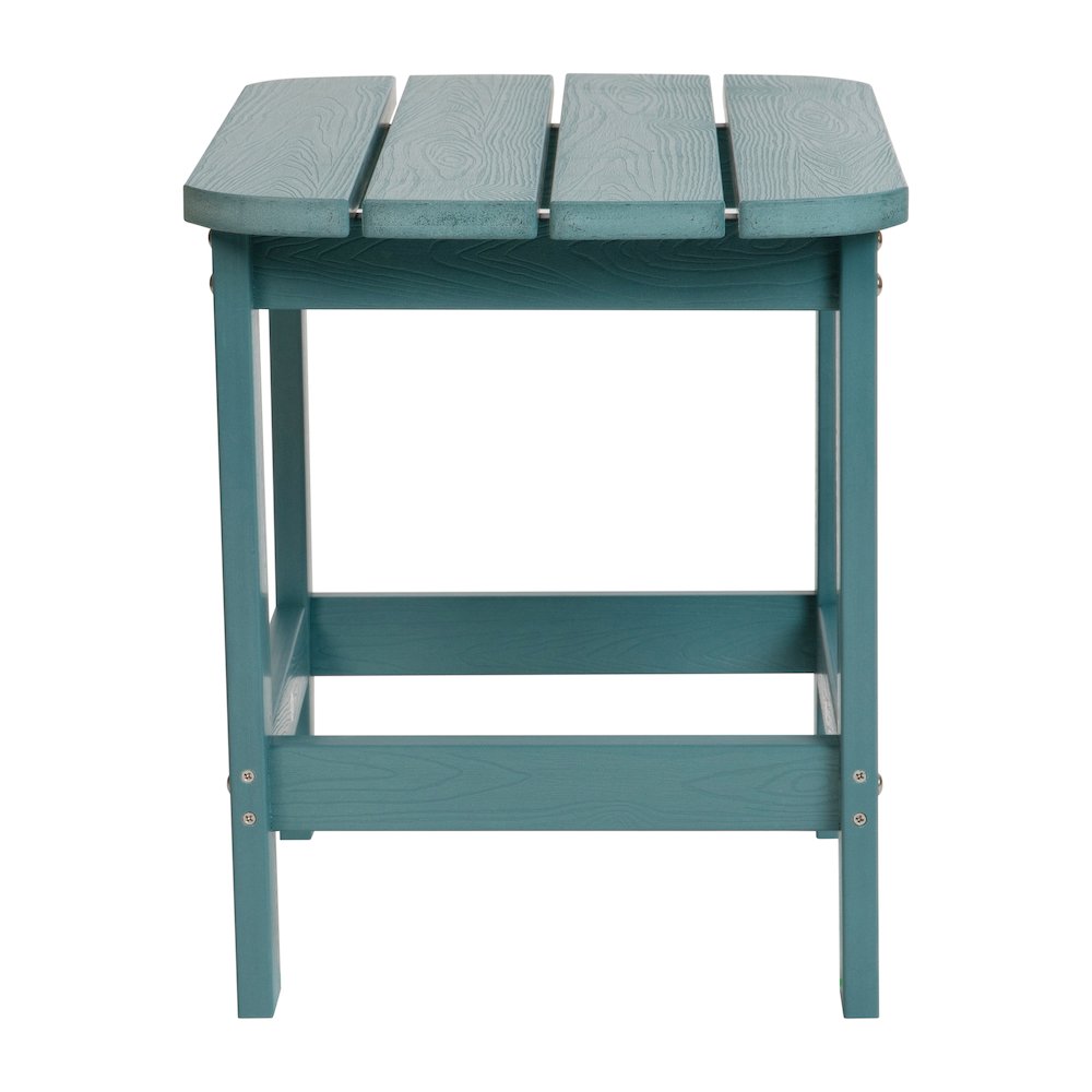 All-Weather Poly Resin Wood Adirondack Side Table in Teal. Picture 6