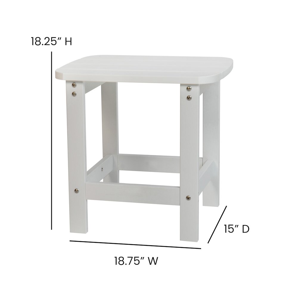All-Weather Poly Resin Wood Adirondack Side Table in White. Picture 5