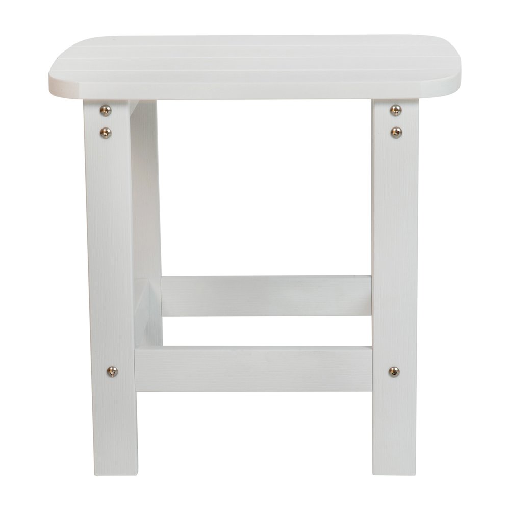 All-Weather Poly Resin Wood Adirondack Side Table in White. Picture 7