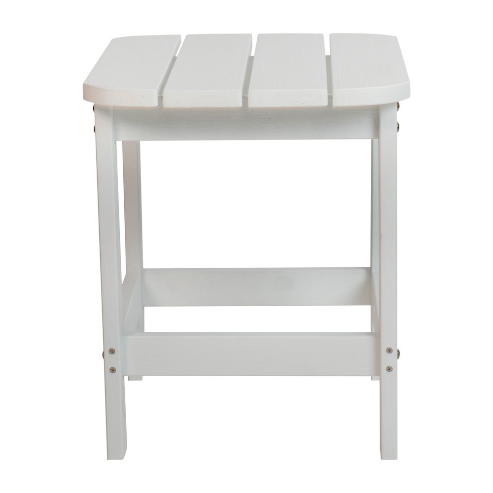 All-Weather Poly Resin Wood Adirondack Side Table in White. Picture 6