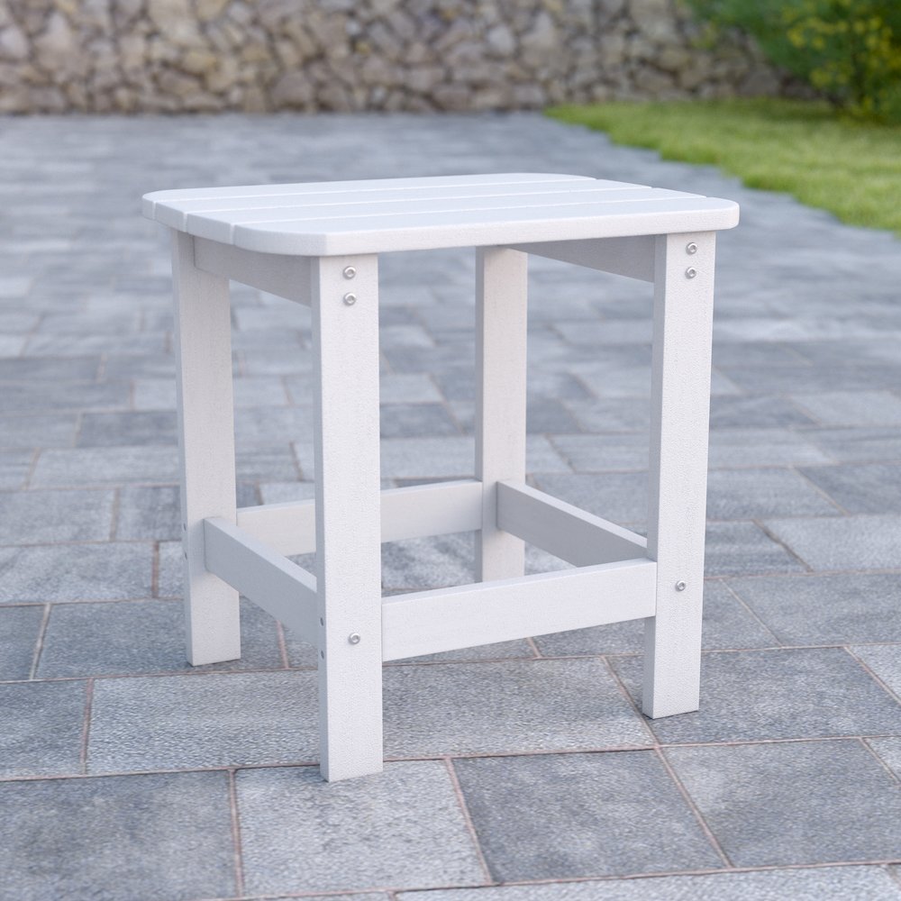 All-Weather Poly Resin Wood Adirondack Side Table in White. Picture 2