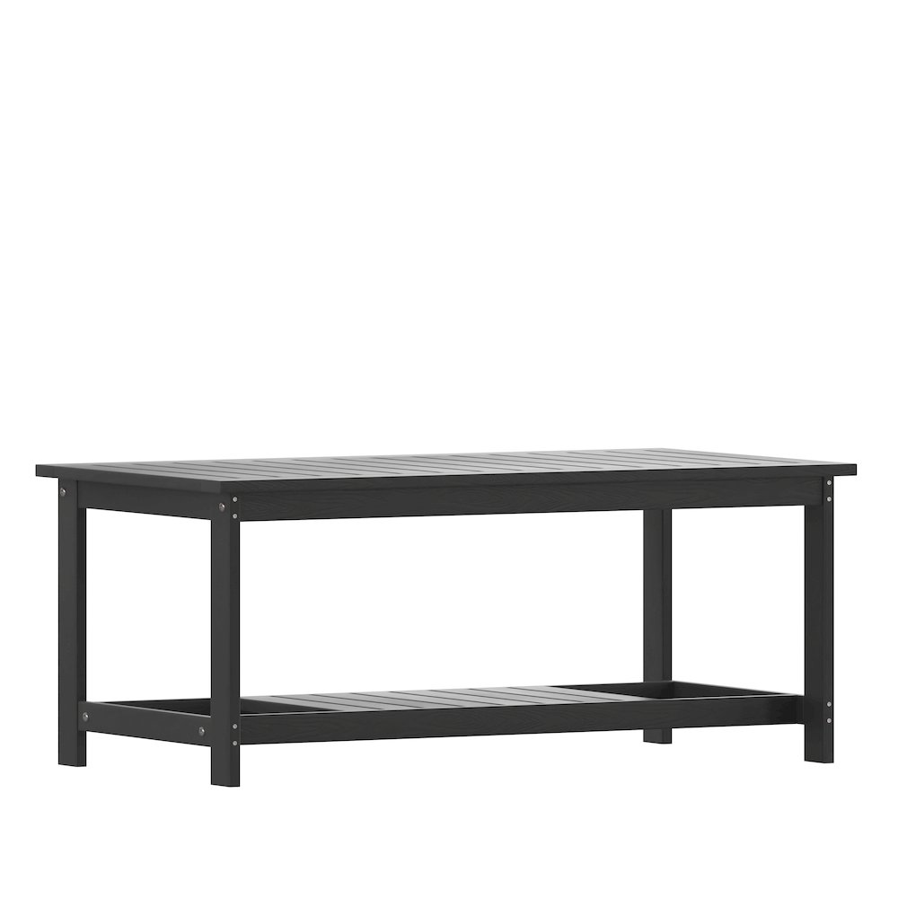 Two Tiered Adirondack Slatted Coffee Conversation Table in Black. Picture 1