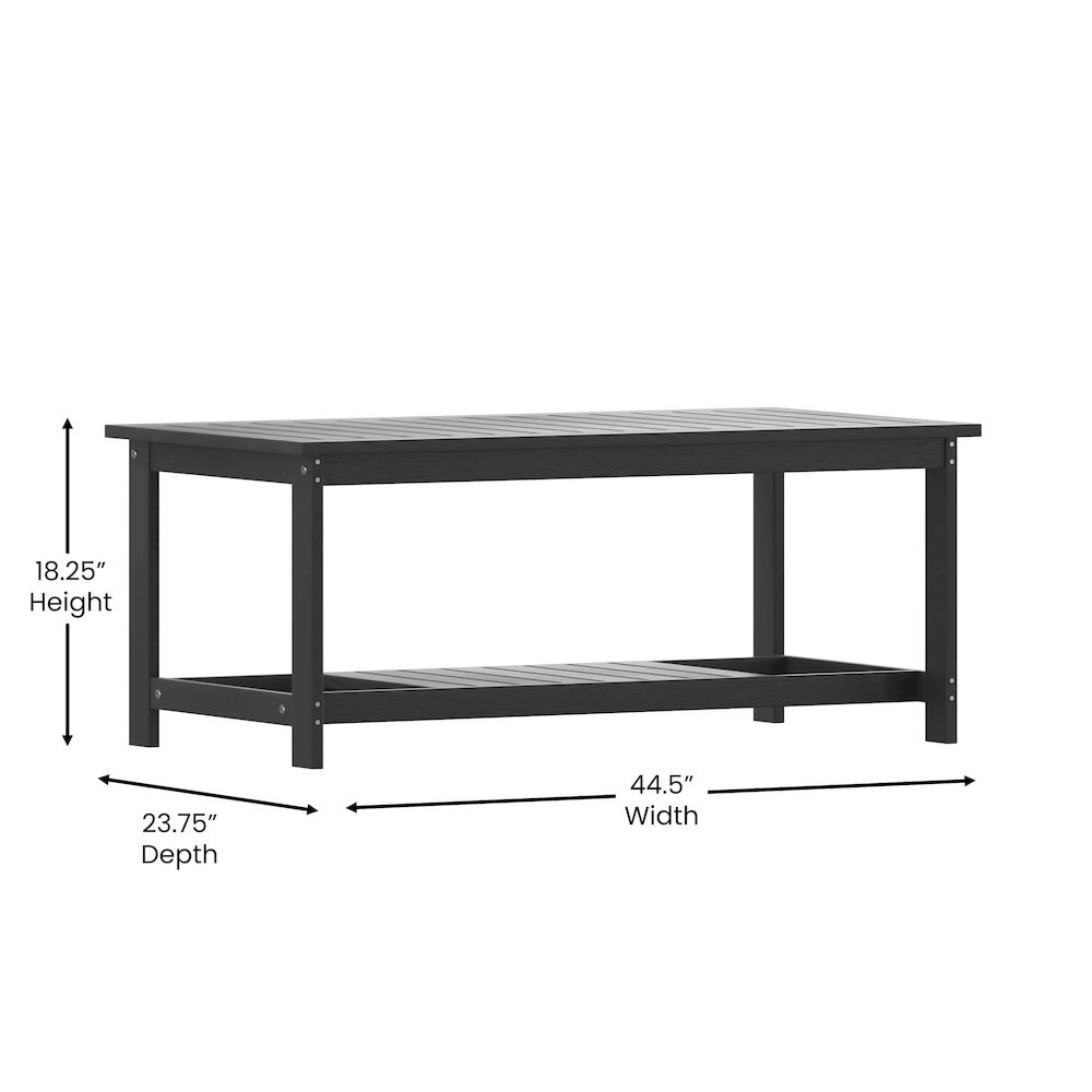 Two Tiered Adirondack Slatted Coffee Conversation Table in Black. Picture 5