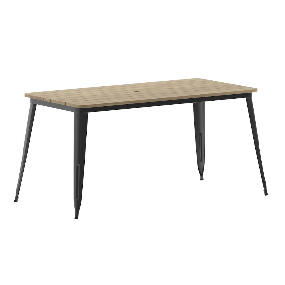Contemporary 30" x 60" Commercial Dining Table for 6 with Umbrella Hole. Picture 1