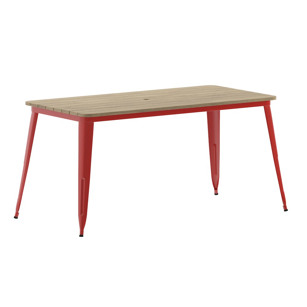Contemporary 30" x 60" Commercial Dining Table for 6 with Umbrella Hole. Picture 1
