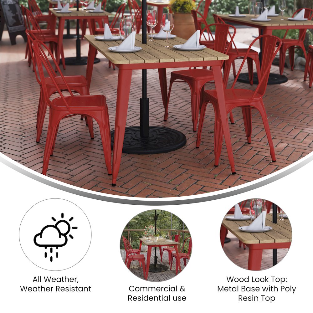 Contemporary 30" x 60" Commercial Dining Table for 6 with Umbrella Hole. Picture 4
