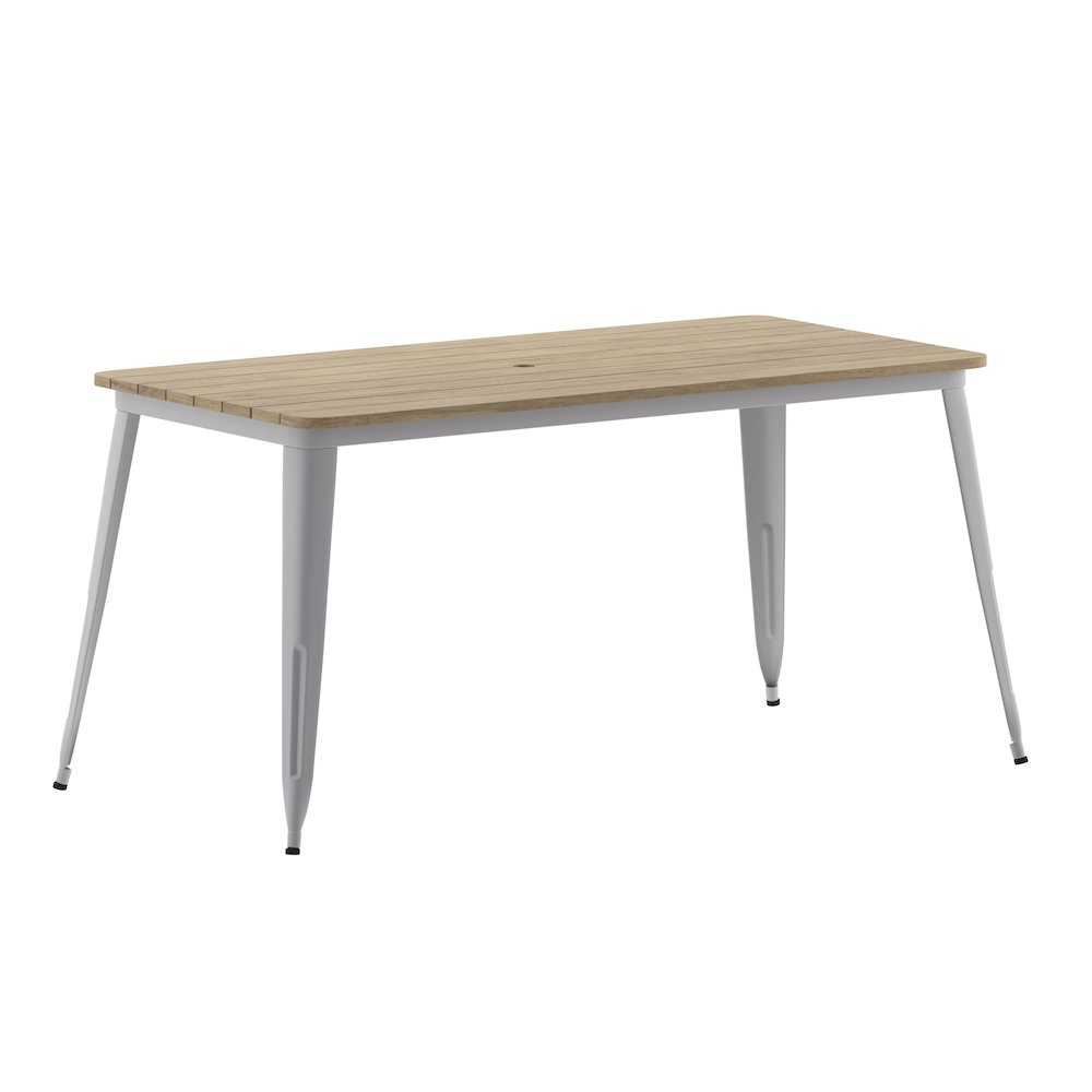Contemporary 30" x 60" Commercial Dining Table for 6 with Umbrella Hole. Picture 1