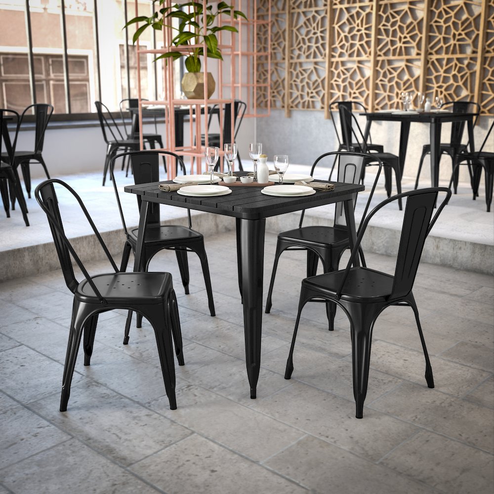 Contemporary 31.5" Square Commercial Dining Table for 4. Picture 7