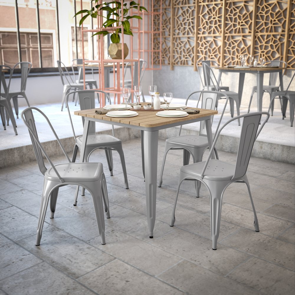 Contemporary 31.5" Square Commercial Dining Table for 4. Picture 7
