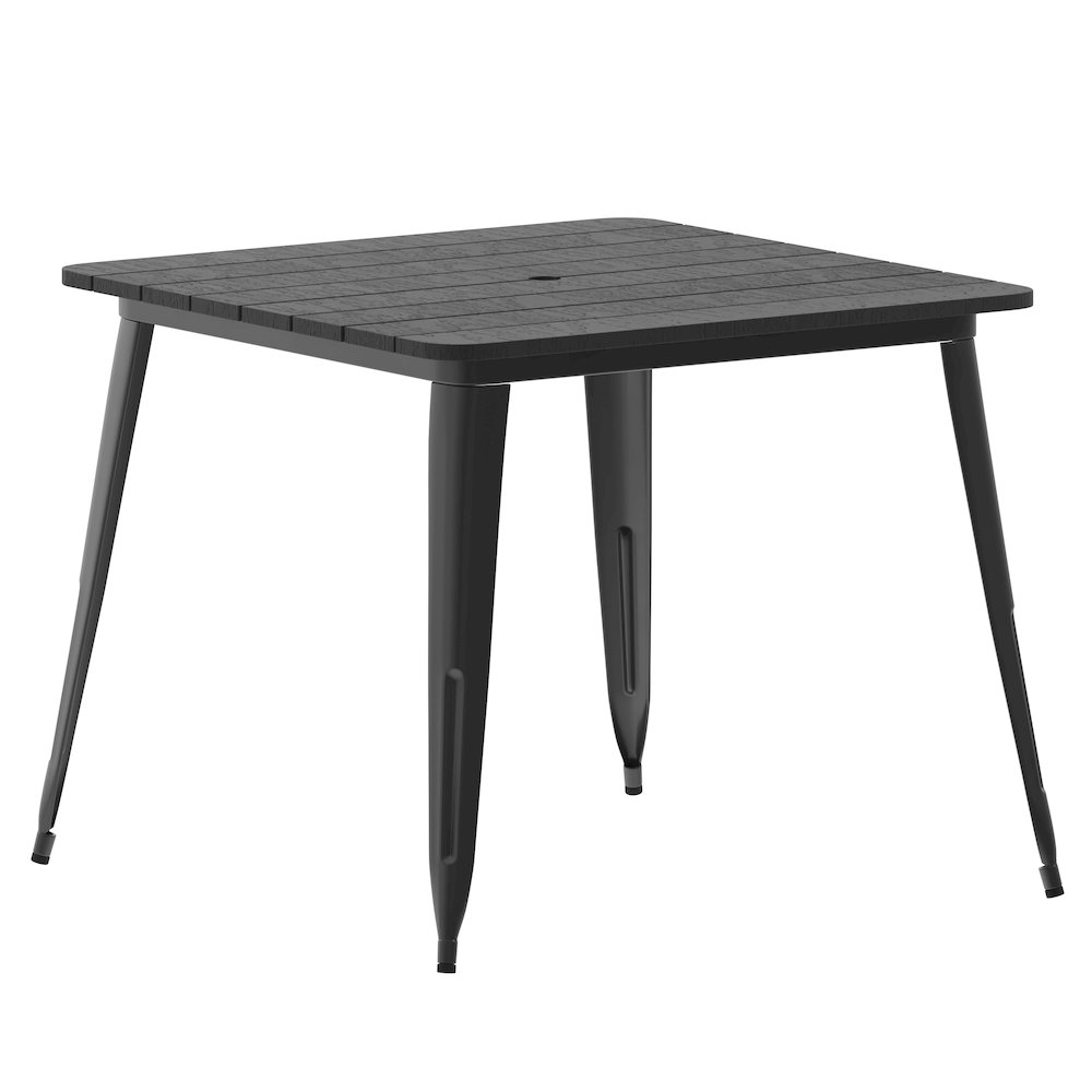 Contemporary 36" Square Commercial Dining Table for 4 with Umbrella Hole. Picture 1