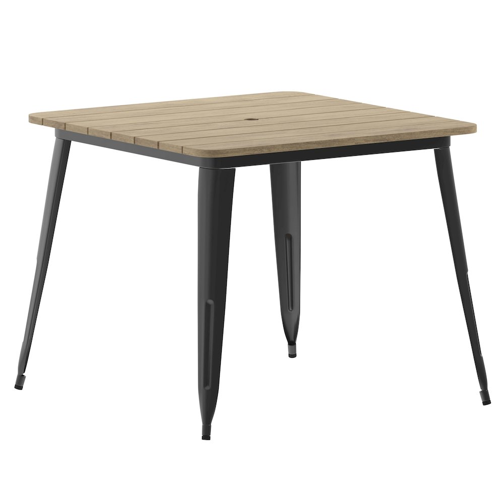 Contemporary 36" Square Commercial Dining Table for 4 with Umbrella Hole. Picture 1