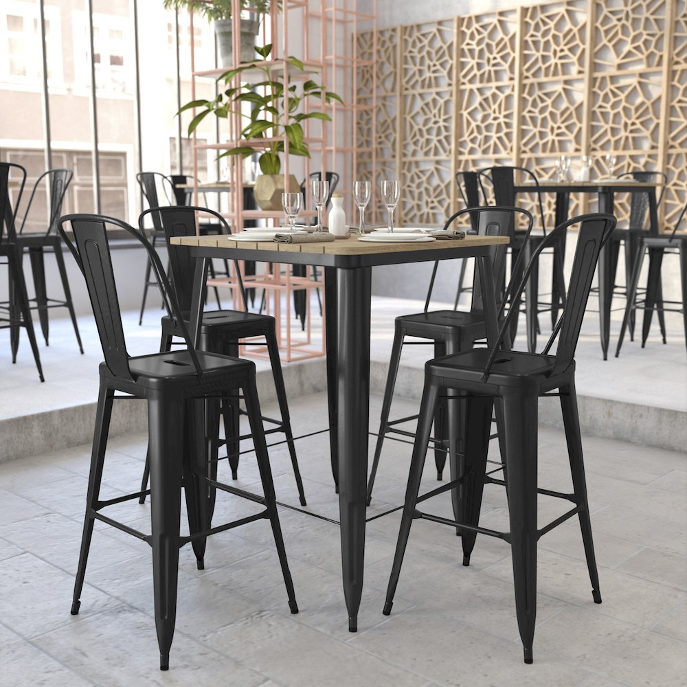 Contemporary 31.5" Square Commercial Bar Height Dining Table for 4. Picture 7