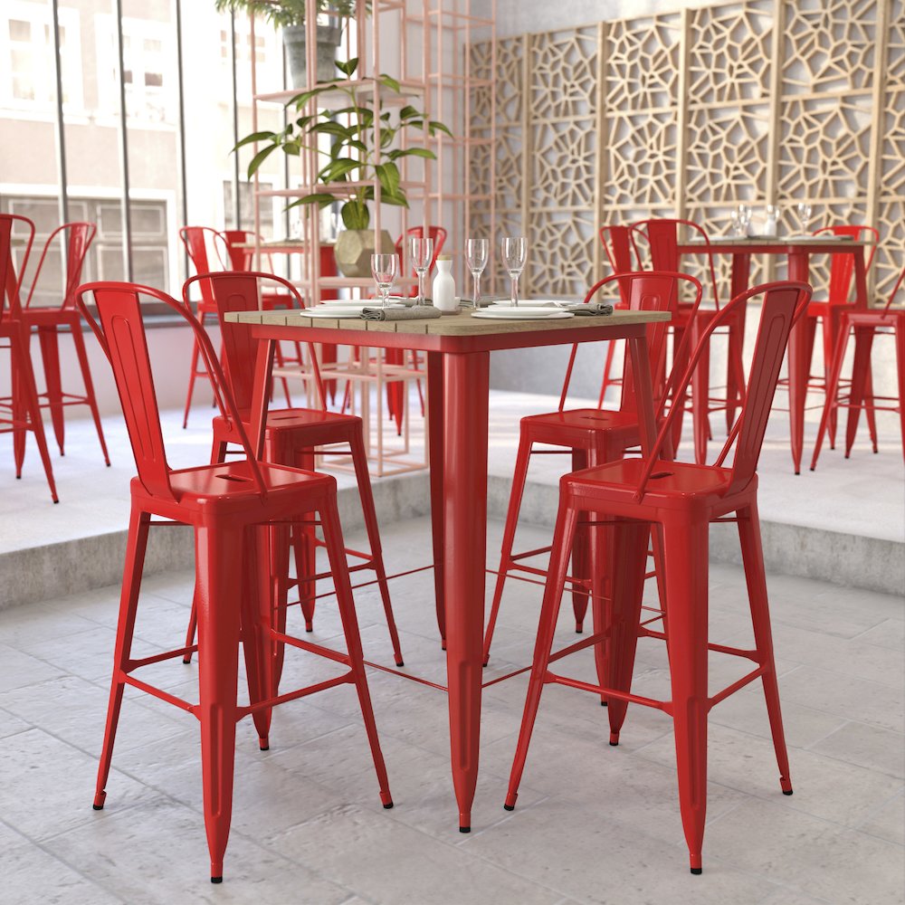 Contemporary 31.5" Square Commercial Bar Height Dining Table for 4. Picture 7