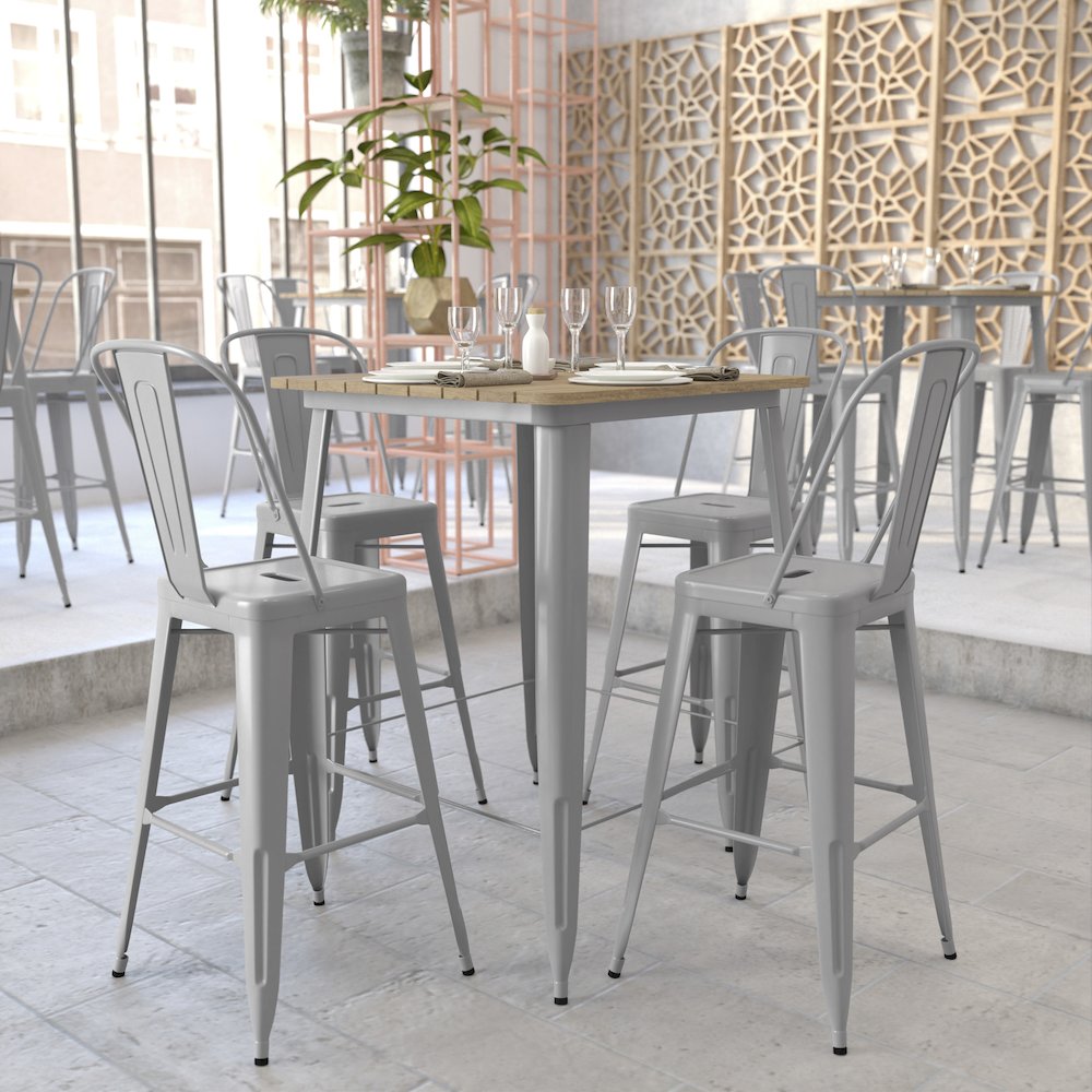 Contemporary 31.5" Square Commercial Bar Height Dining Table for 4. Picture 7