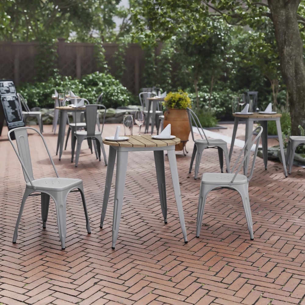 Contemporary 23.75" Round Commercial Dining Table for 2. Picture 2