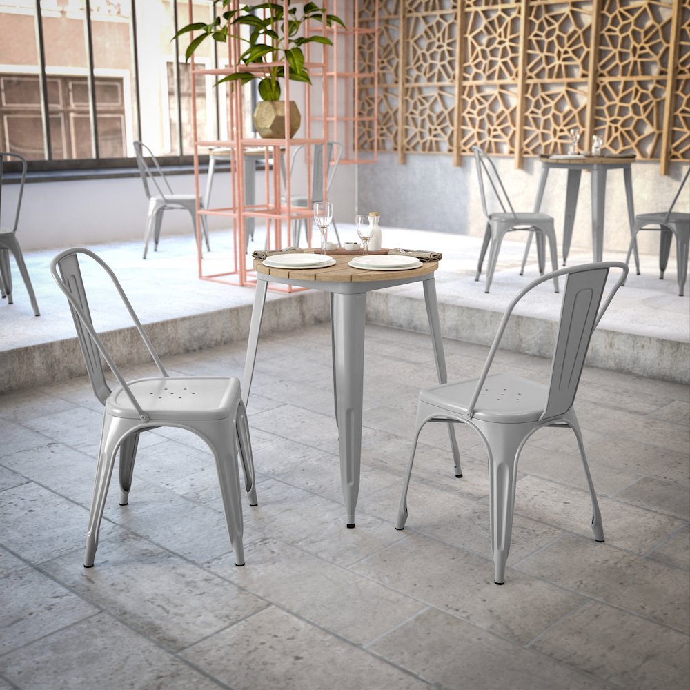Contemporary 23.75" Round Commercial Dining Table for 2. Picture 7