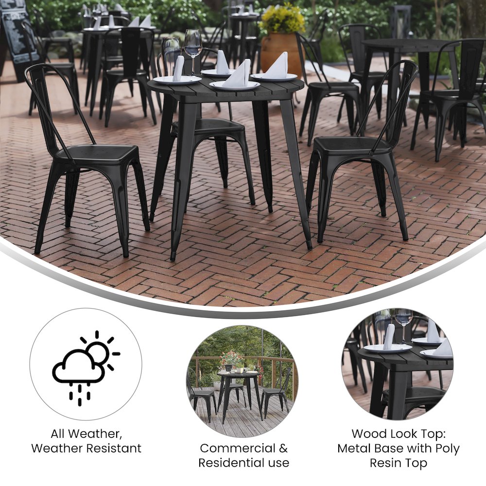 Contemporary 30" Round Commercial Dining Table for 4. Picture 4