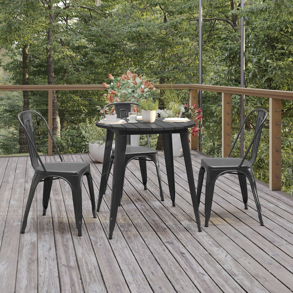 Contemporary 30" Round Commercial Dining Table for 4. Picture 6