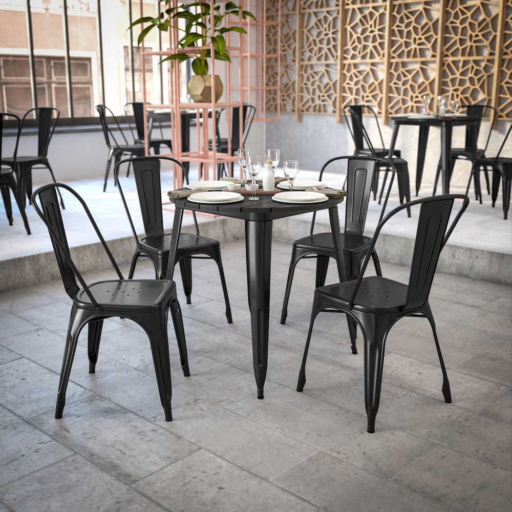 Contemporary 30" Round Commercial Dining Table for 4. Picture 7