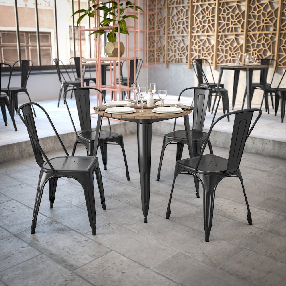 Contemporary 30" Round Commercial Dining Table for 4. Picture 7