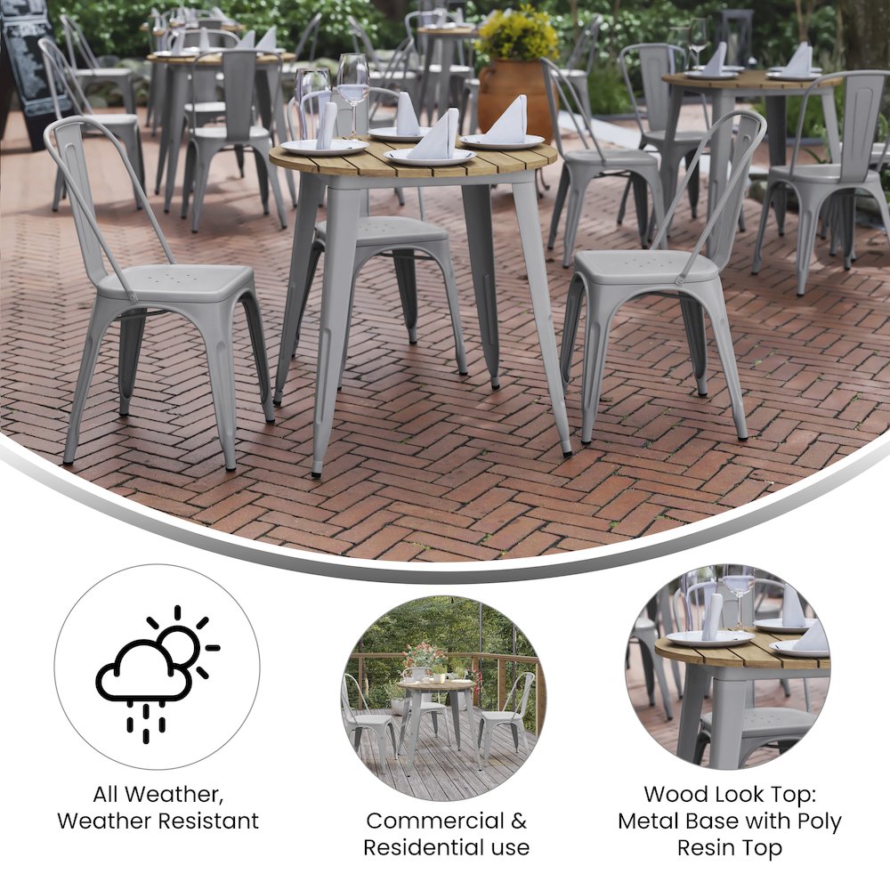 Contemporary 30" Round Commercial Dining Table for 4. Picture 4