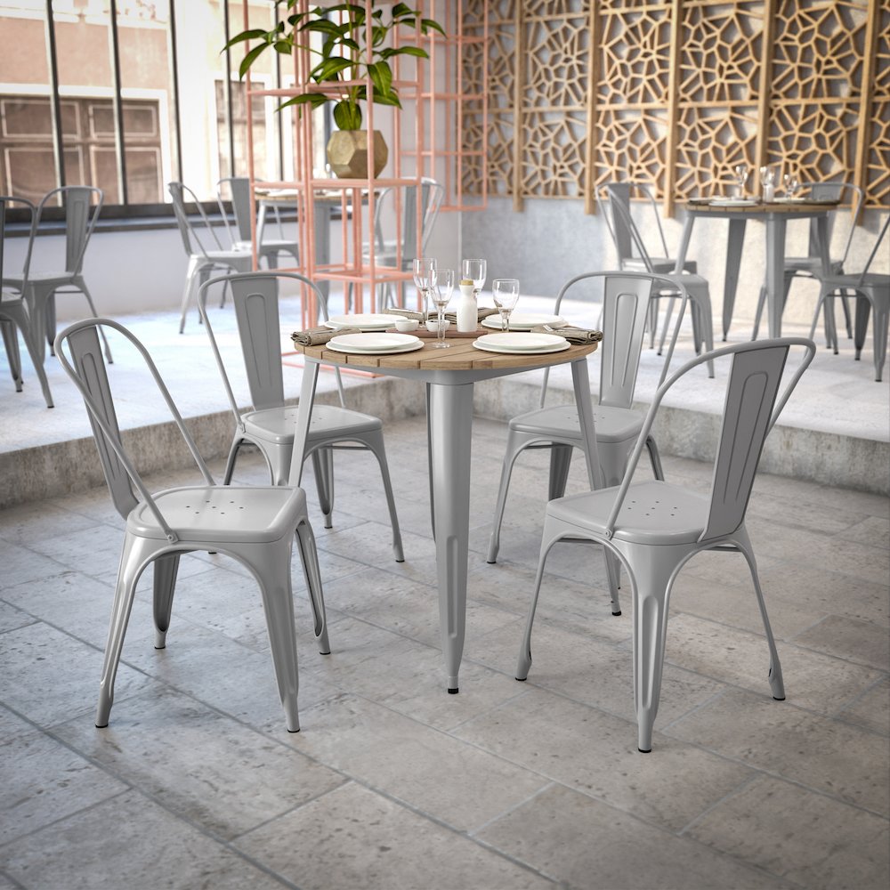 Contemporary 30" Round Commercial Dining Table for 4. Picture 7