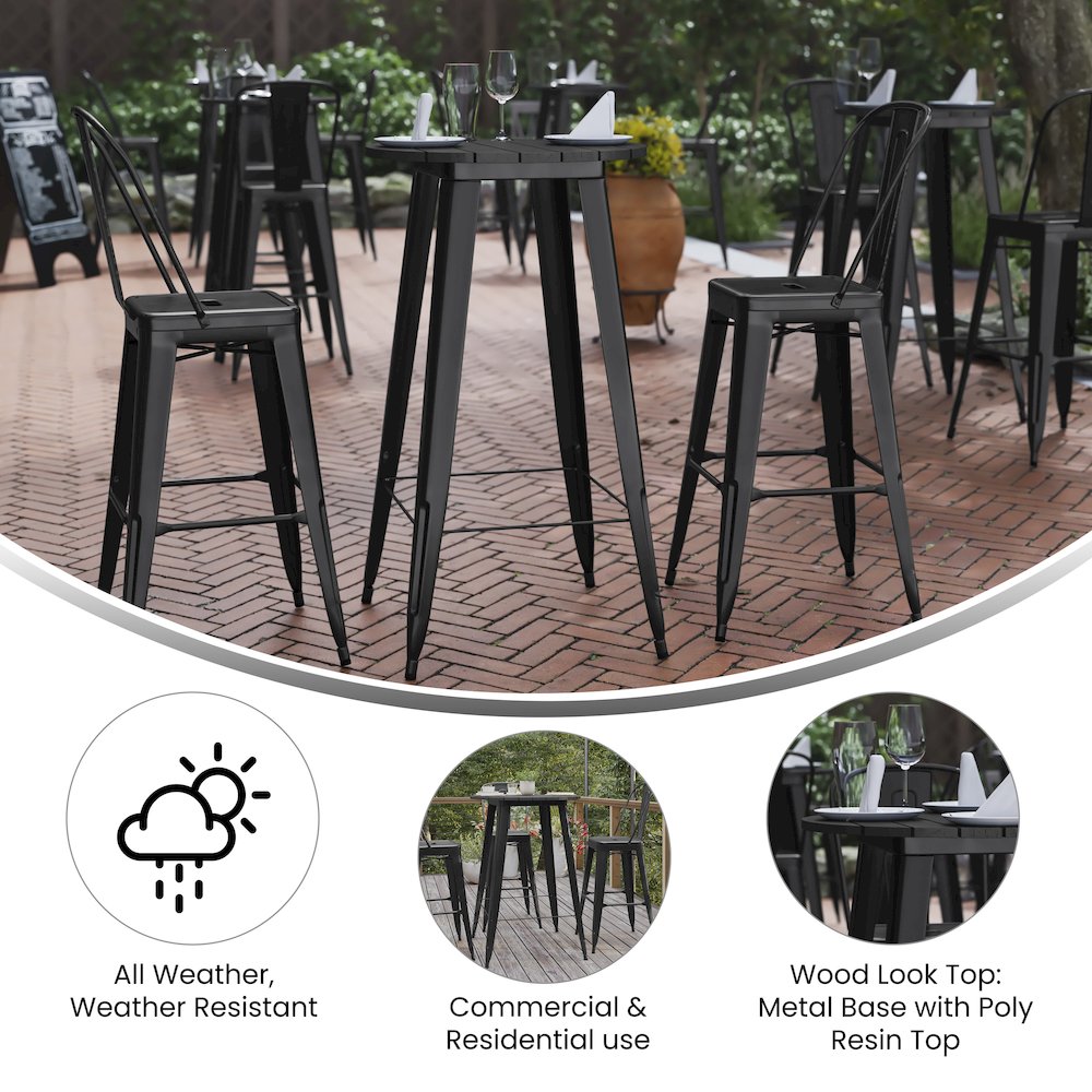 Contemporary 23.75" Round Commercial Bar Height Dining Table for 2. Picture 4