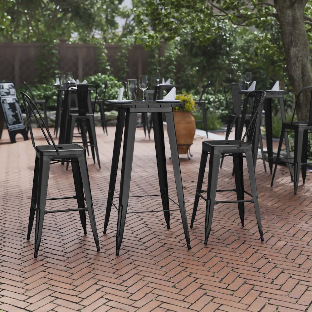 Contemporary 23.75" Round Commercial Bar Height Dining Table for 2. Picture 2