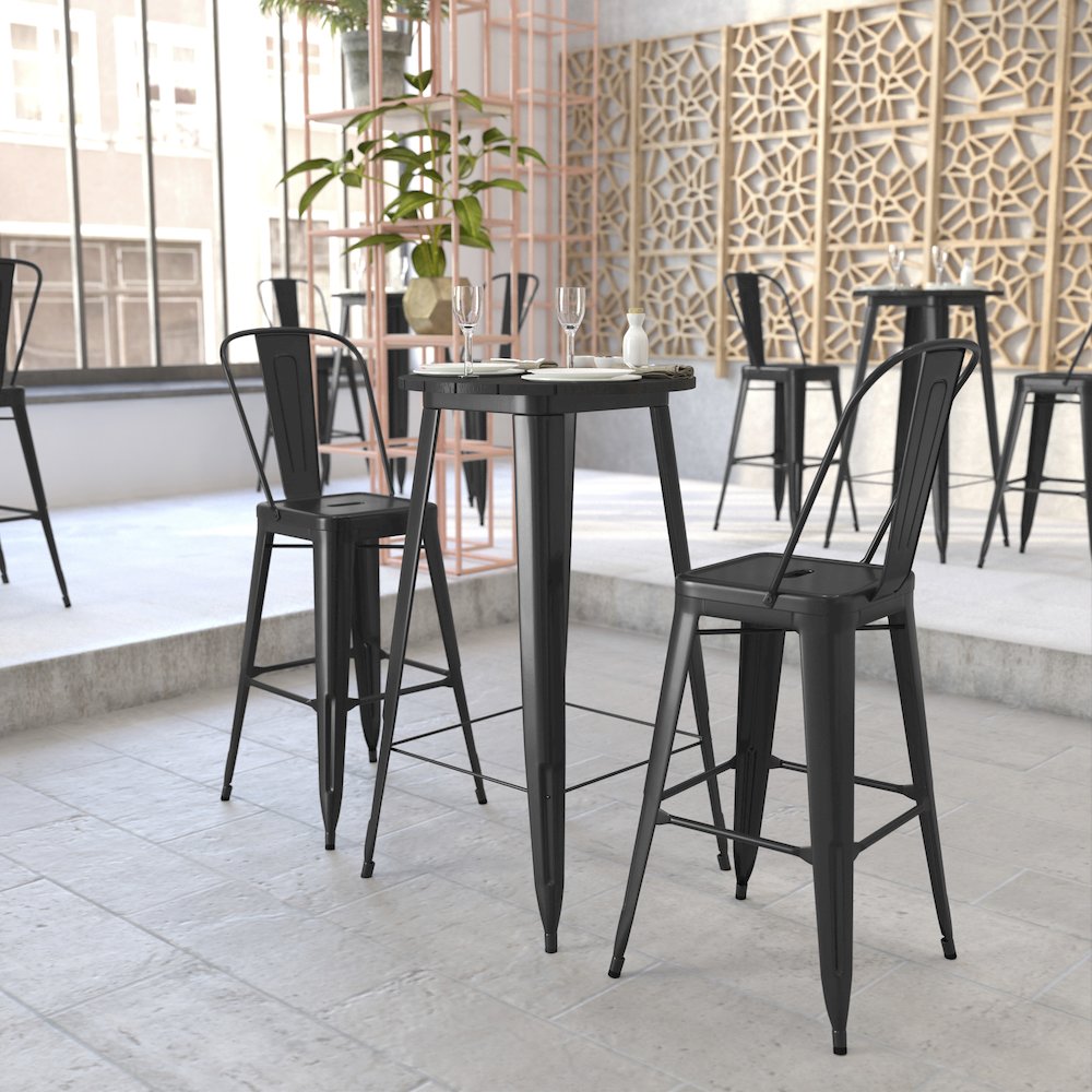 Contemporary 23.75" Round Commercial Bar Height Dining Table for 2. Picture 7