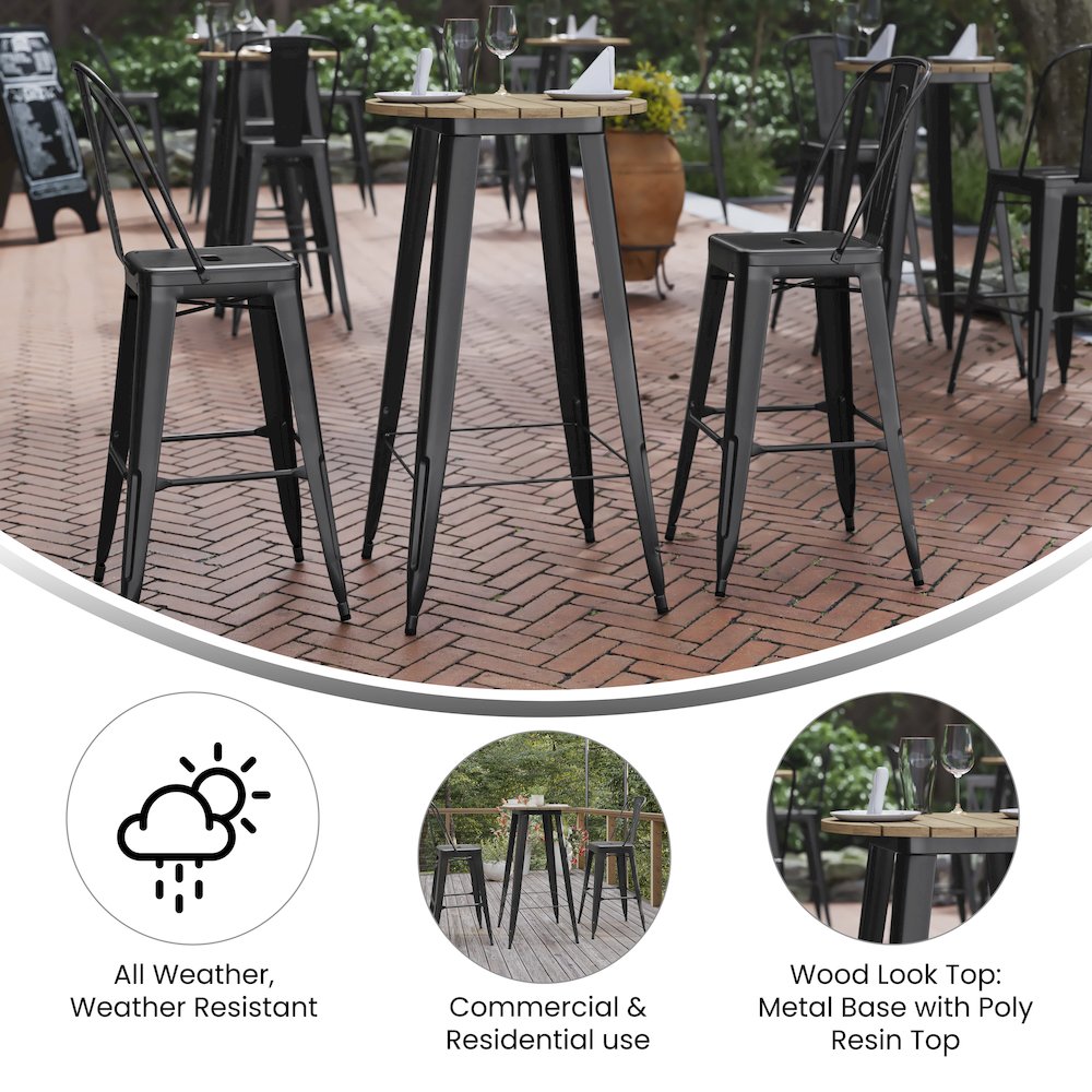 Contemporary 23.75" Round Commercial Bar Height Dining Table for 2. Picture 4