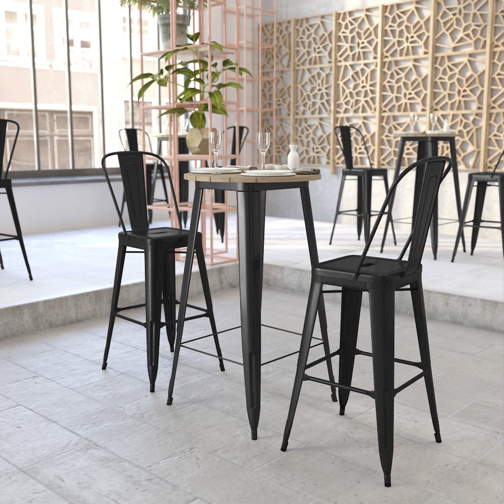 Contemporary 23.75" Round Commercial Bar Height Dining Table for 2. Picture 7